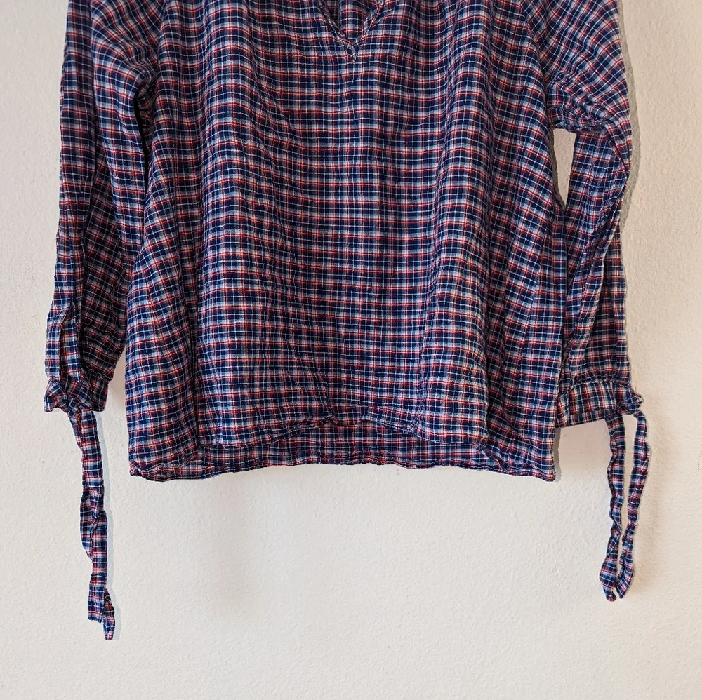 Madewell Tie Sleeve Popover Top Whitby Plaid - Picture 4 of 8